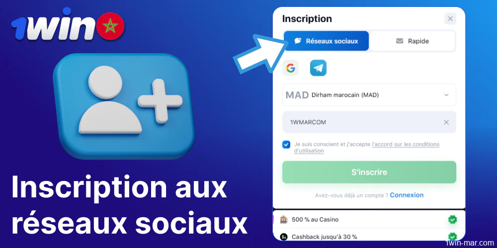Inscription aux réseaux sociaux 1win pour les joueurs du Maroc