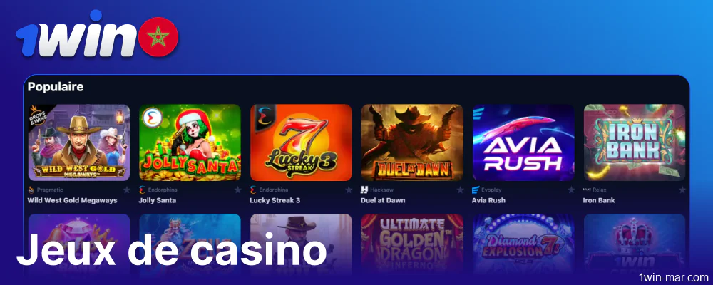 Jeux de casino disponibles sur 1win Maroc