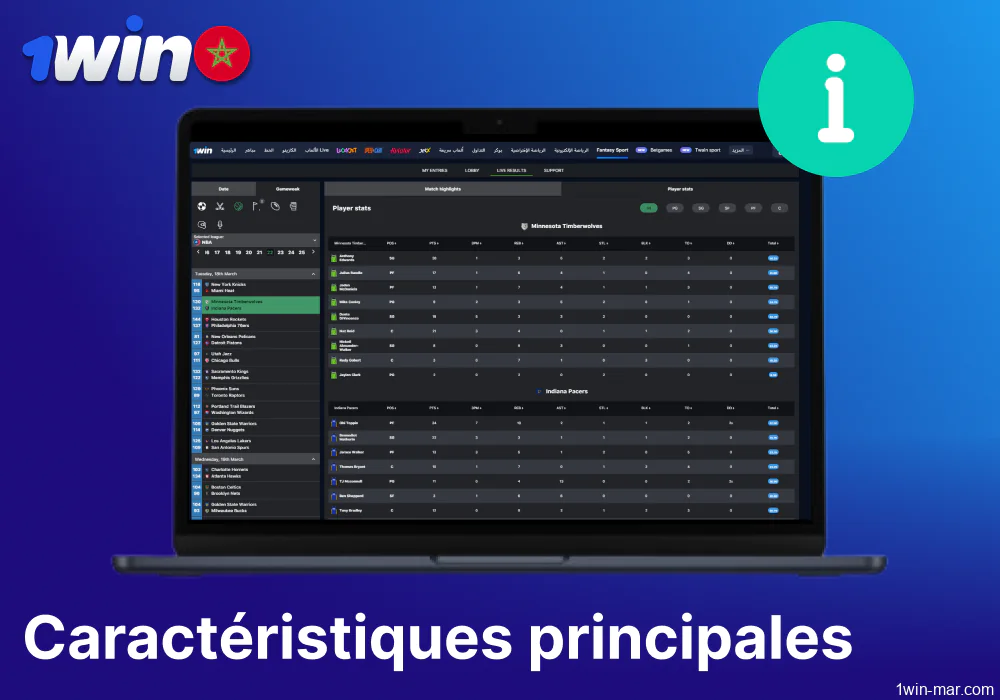 Principales caractéristiques des paris sportifs fantaisistes sur 1win Maroc