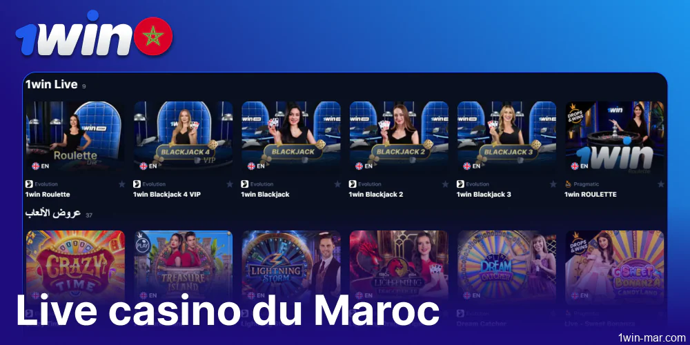 Jeux de casino en direct disponibles sur 1win Maroc