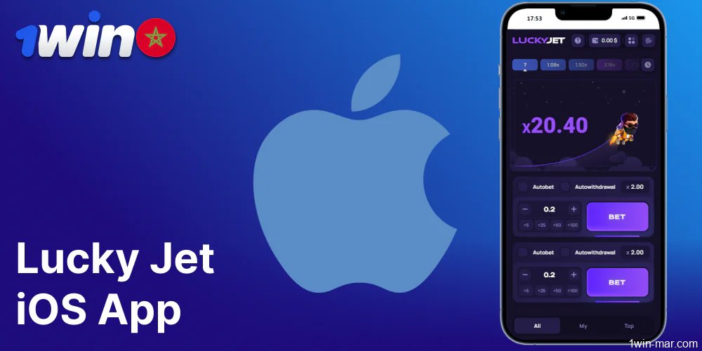 L'application iOS 1win Lucky Jet au Maroc