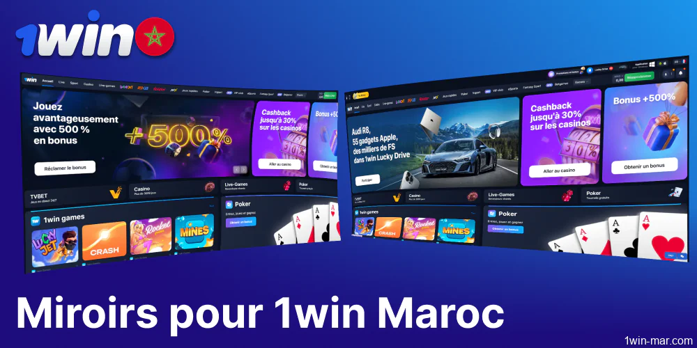 Miroirs pour 1win pour les joueurs du Maroc
