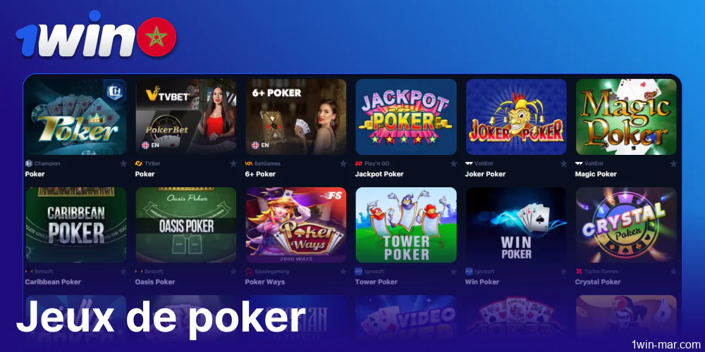 Jeux de poker disponibles sur 1win Maroc