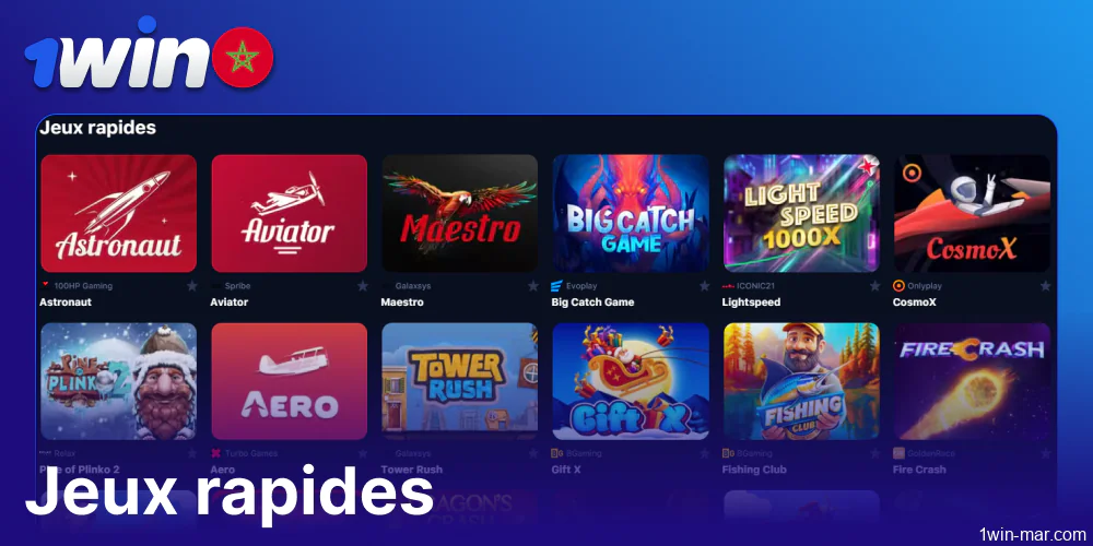 Jeux rapides disponibles sur 1win Morocco