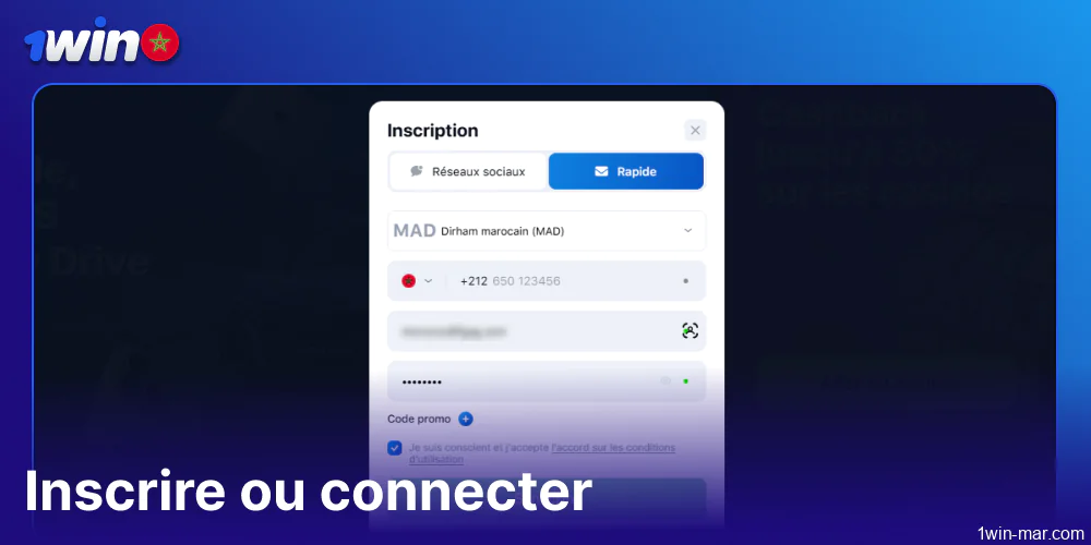 S'inscrire ou se connecter sur le site 1win