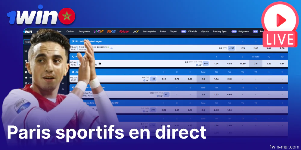 Sports Bets Live Experience disponible sur 1win Maroc