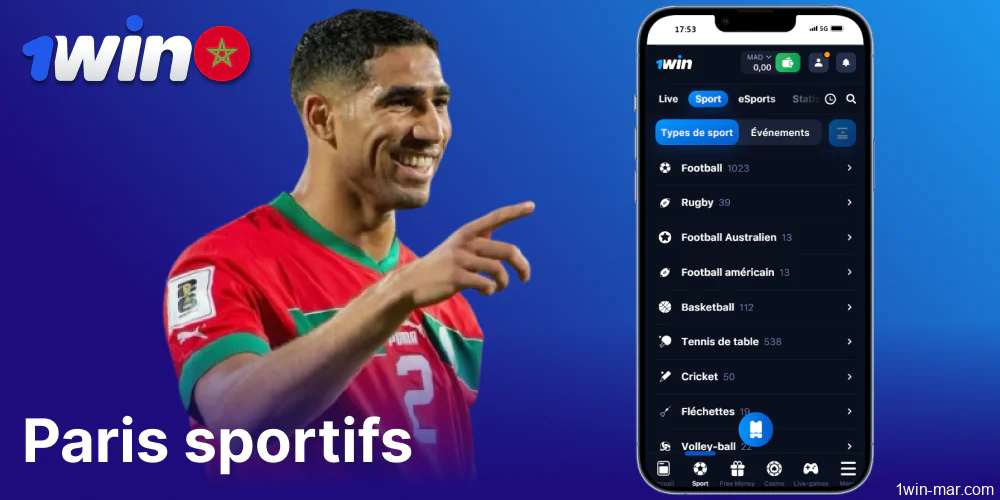 Options de paris sportifs disponibles sur 1win Maroc
