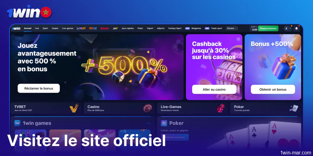 Visitez le site officiel de 1win